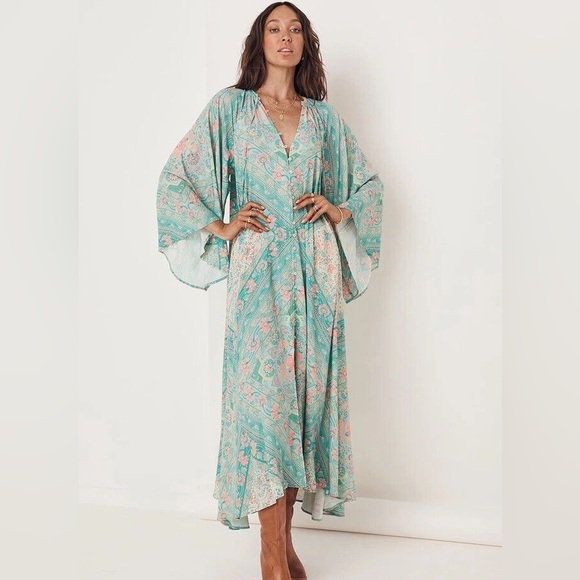 Spell and the Gypsy Farrah Half Moon Gown In Aqua - Picture 2 of 8